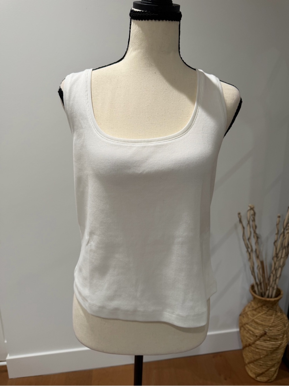Reiss White Scoop Neck Ribbed Tank